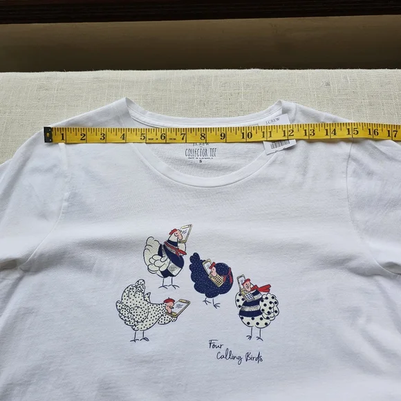New! J Crew Sz S Short-sleeve T-Shirt Four Calling Birds Cotton Tee NWT - Picture 9 of 12